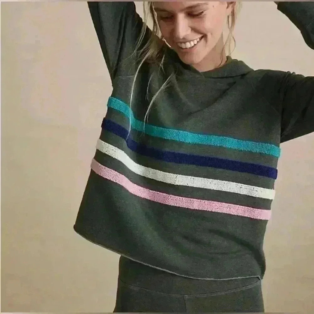 Anthropologie Sundry Galen Chenille Hoodie Green Sz 1 Small